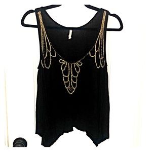 Black and Gold Willow and Clay Sleeveless Top